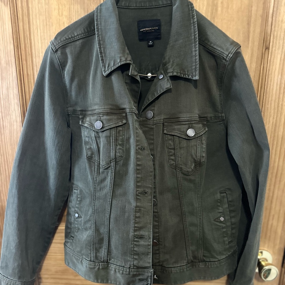 Green denim jacket
